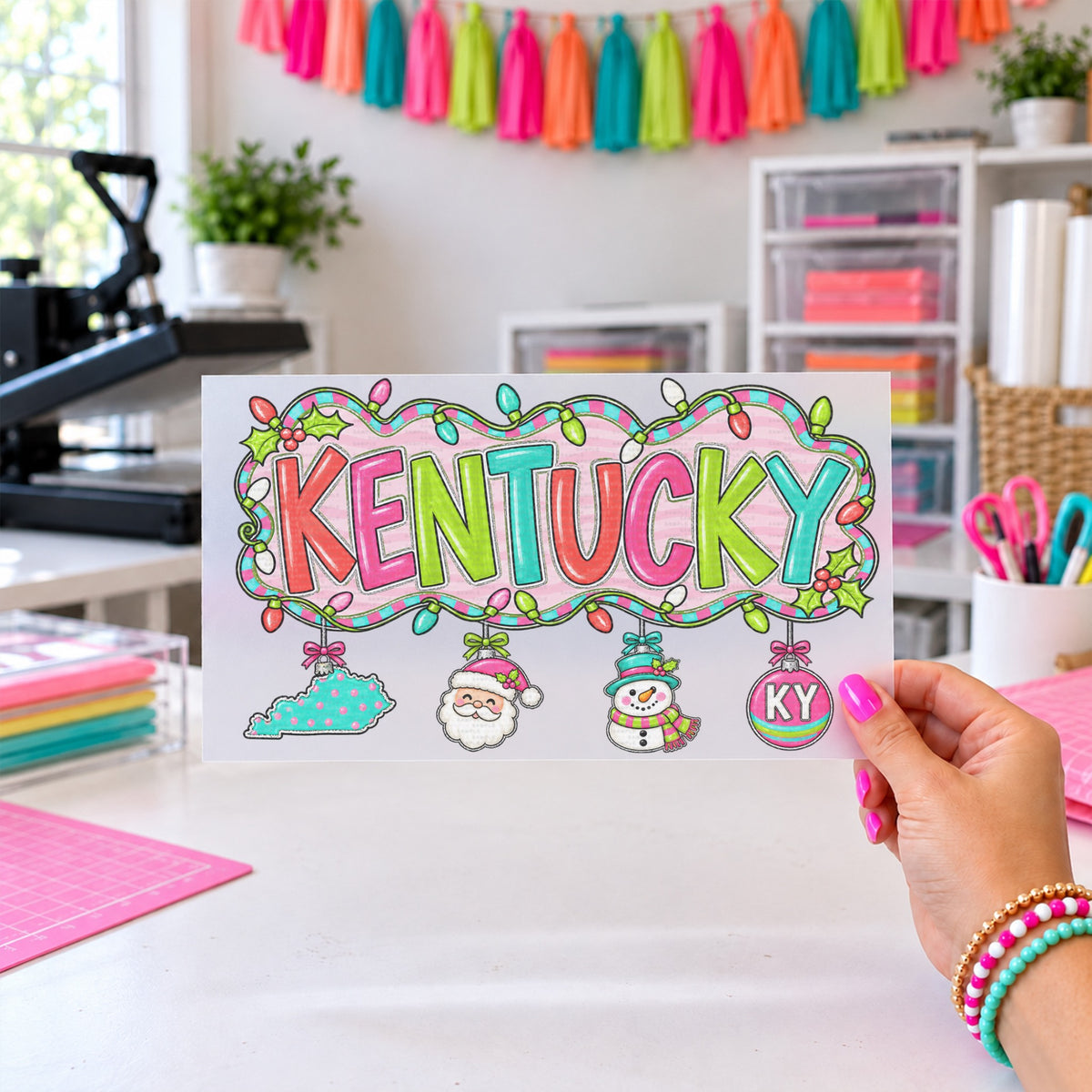 Colorful Ky Ornaments, DTF TRANSFER