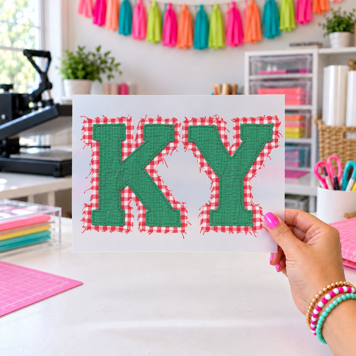 Green Red Plaid KY, DTF TRANSFER