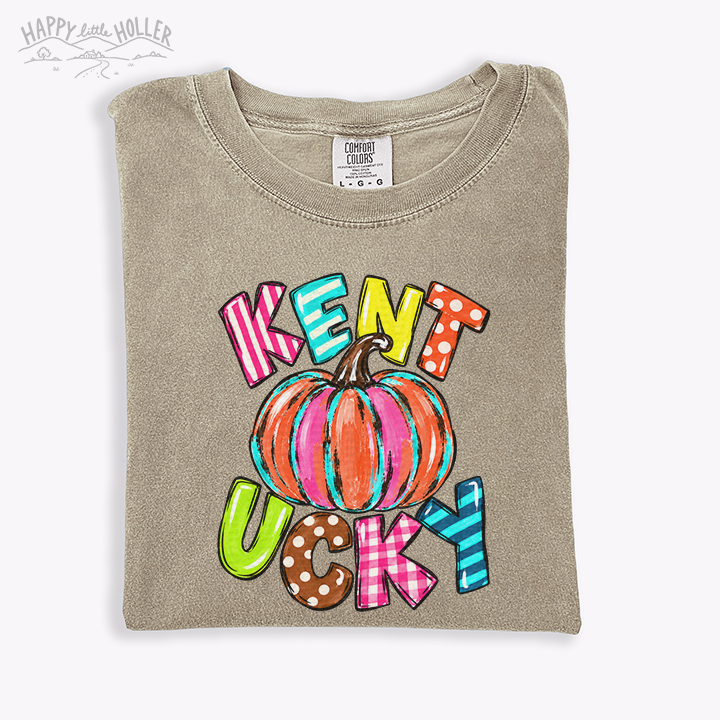 Kentucky Colorful Doodle Letters, Pumpkin, DTF Transfer
