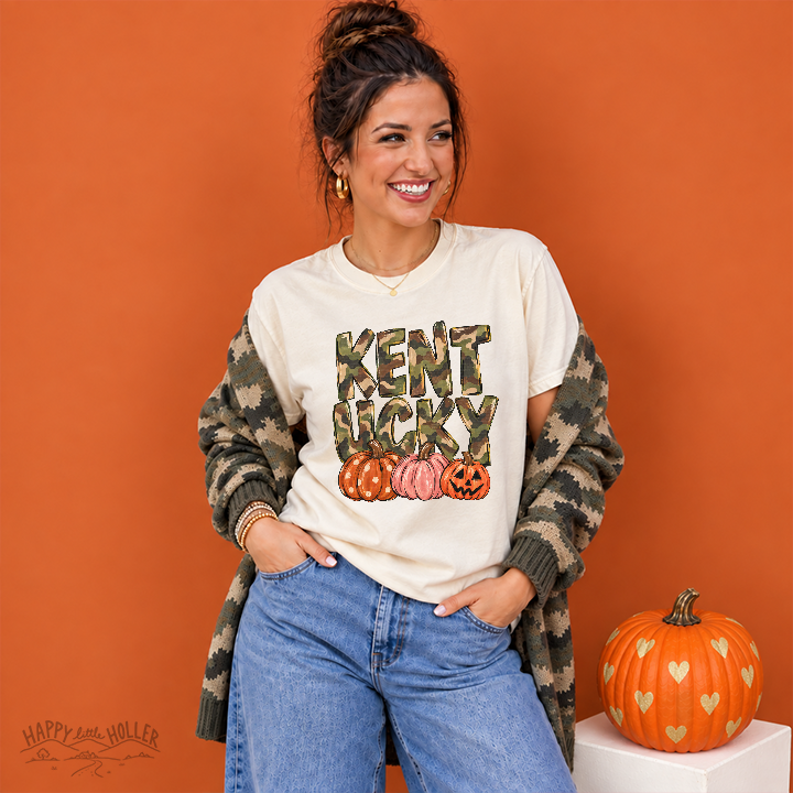 Kentucky, Camo, 3 Cute Pumpkins DTF Transfer