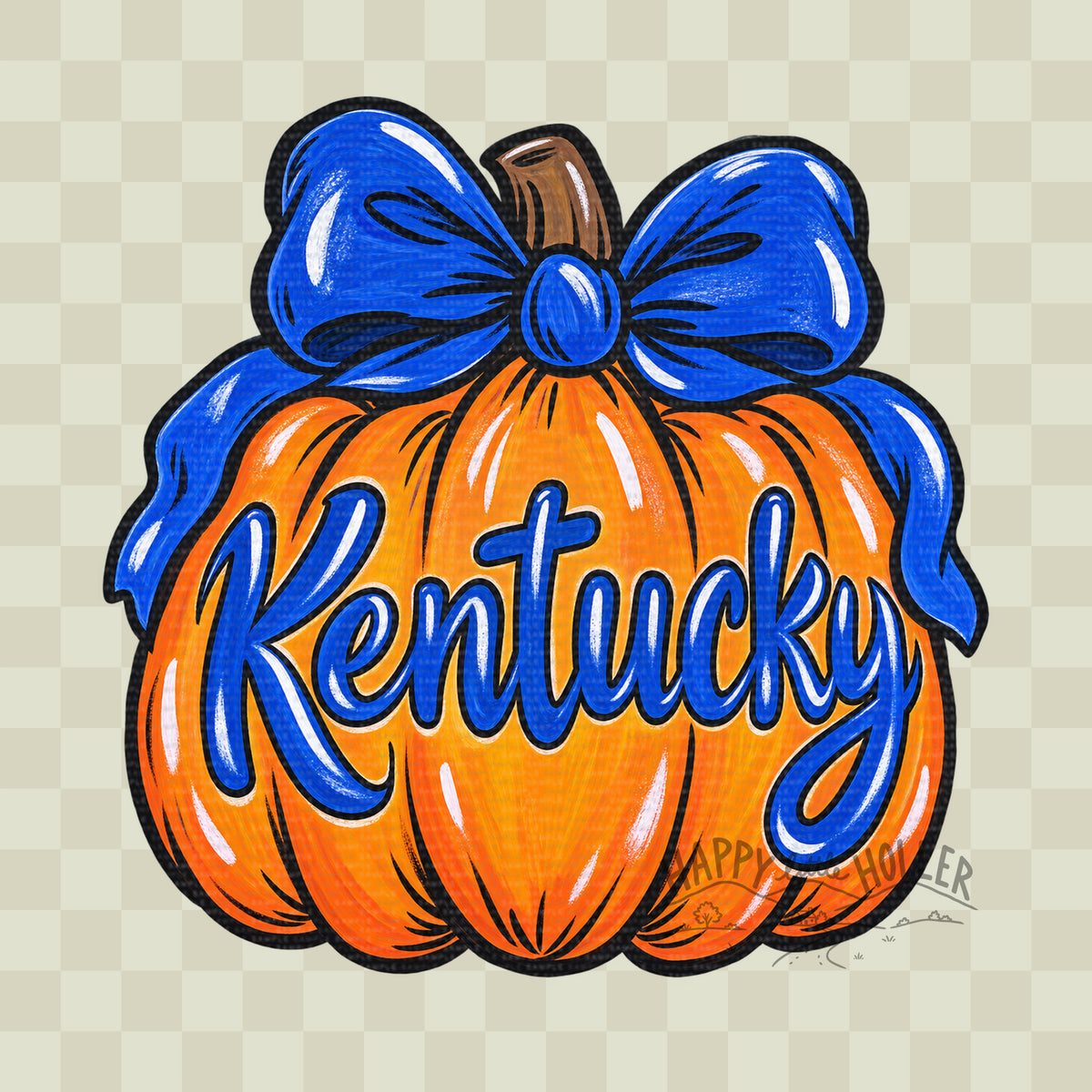 Kentucky Pumpkin, Blue Bow, DIGITAL DOWNLOAD