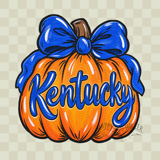 Kentucky Pumpkin, Blue Bow, DIGITAL DOWNLOAD