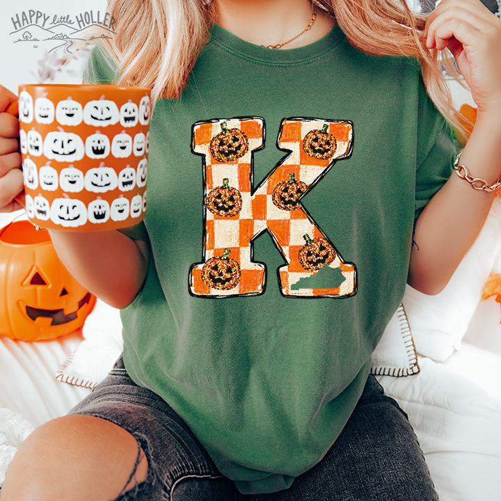 Sequin Pumpkins Gingham Pattern, Kentucky, DTF Transfer