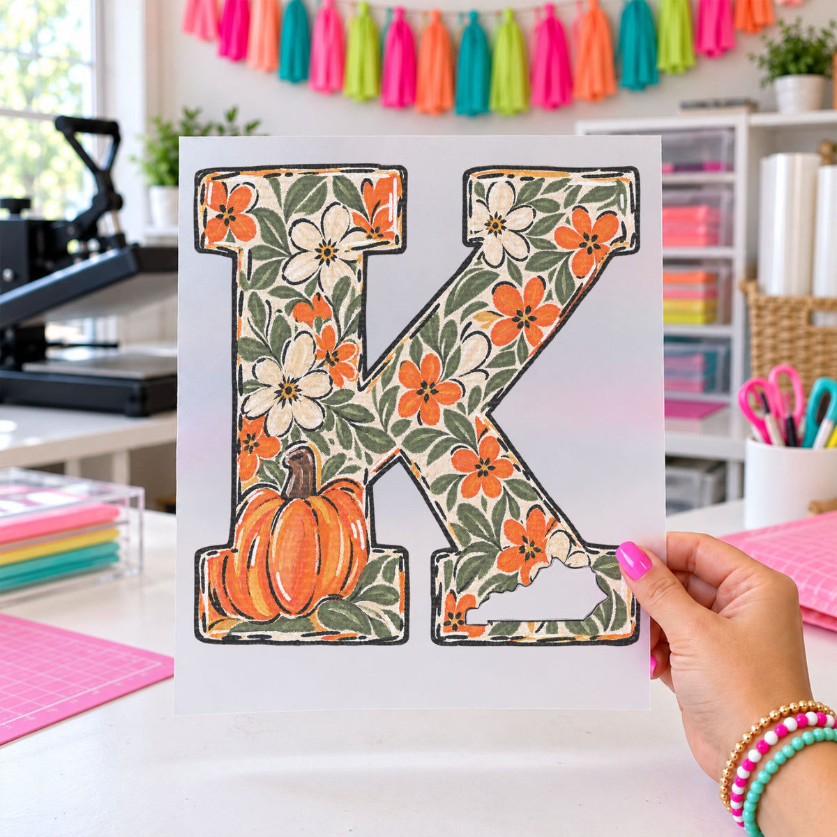 Big K Kentucky Fall Flowers, DTF TRANSFER