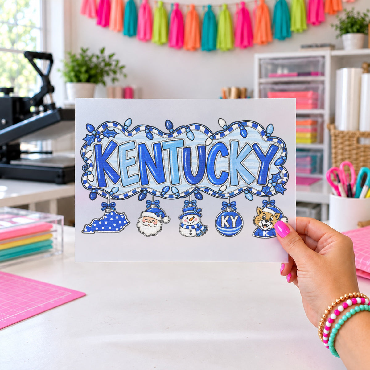 Blue Ky Ornaments, DTF TRANSFER