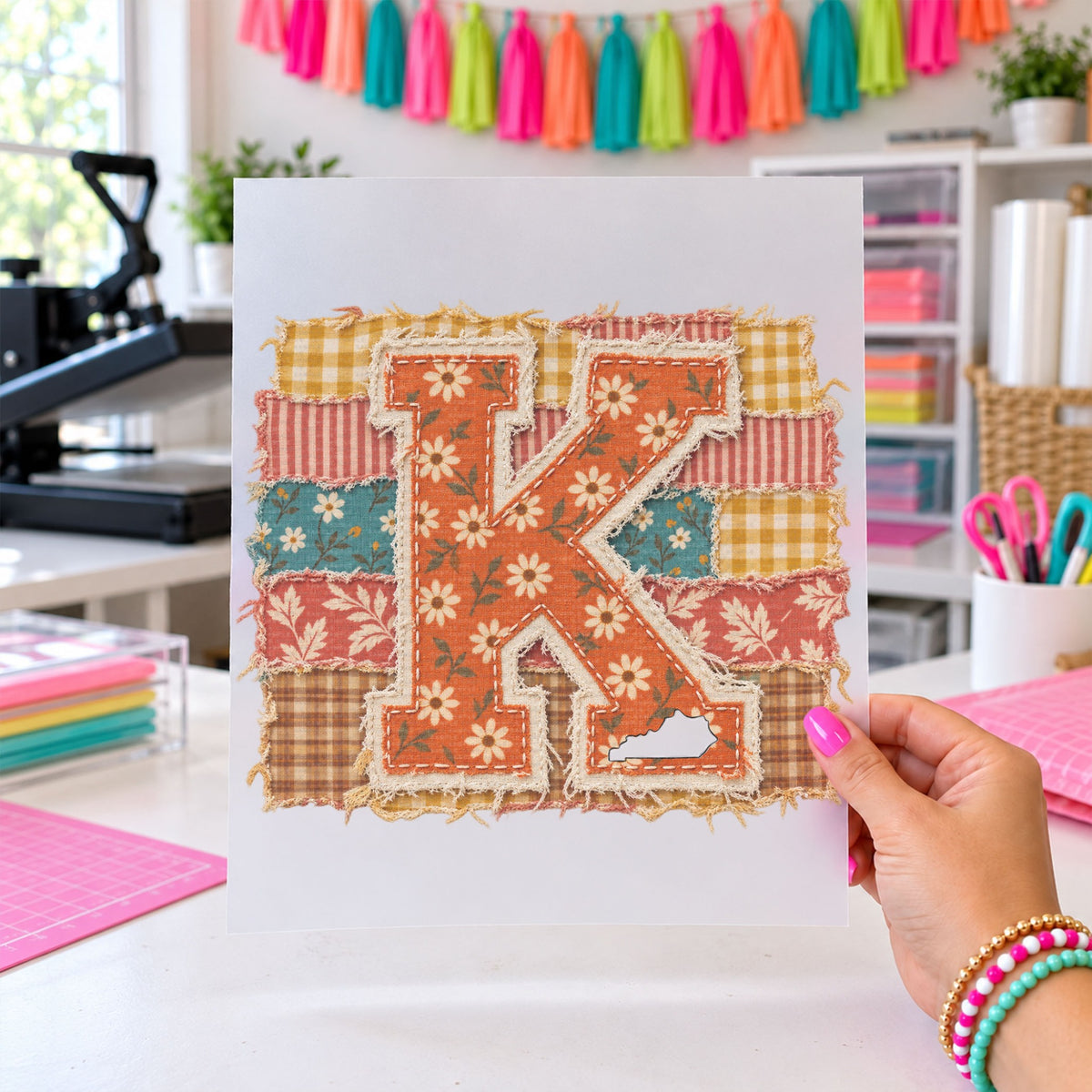 Frayed KY Fabric Scraps Fall, DTF TRANSFER