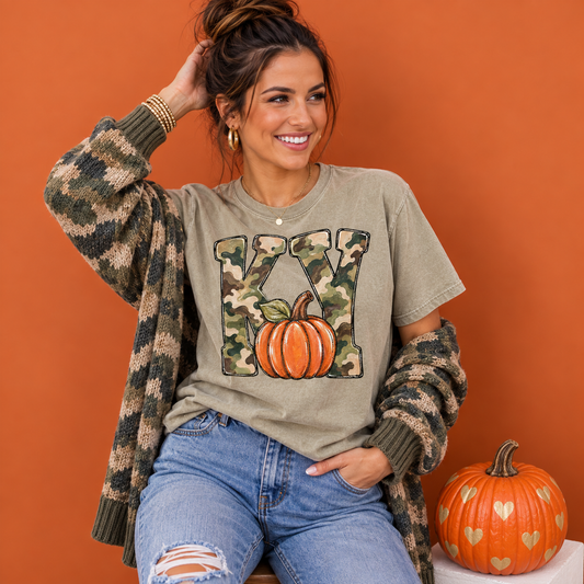 KY, Camo, Single Pumpkin, DTF Transfer