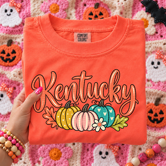 Kentucky, Pumpkins & Flowers, DTF Transfer