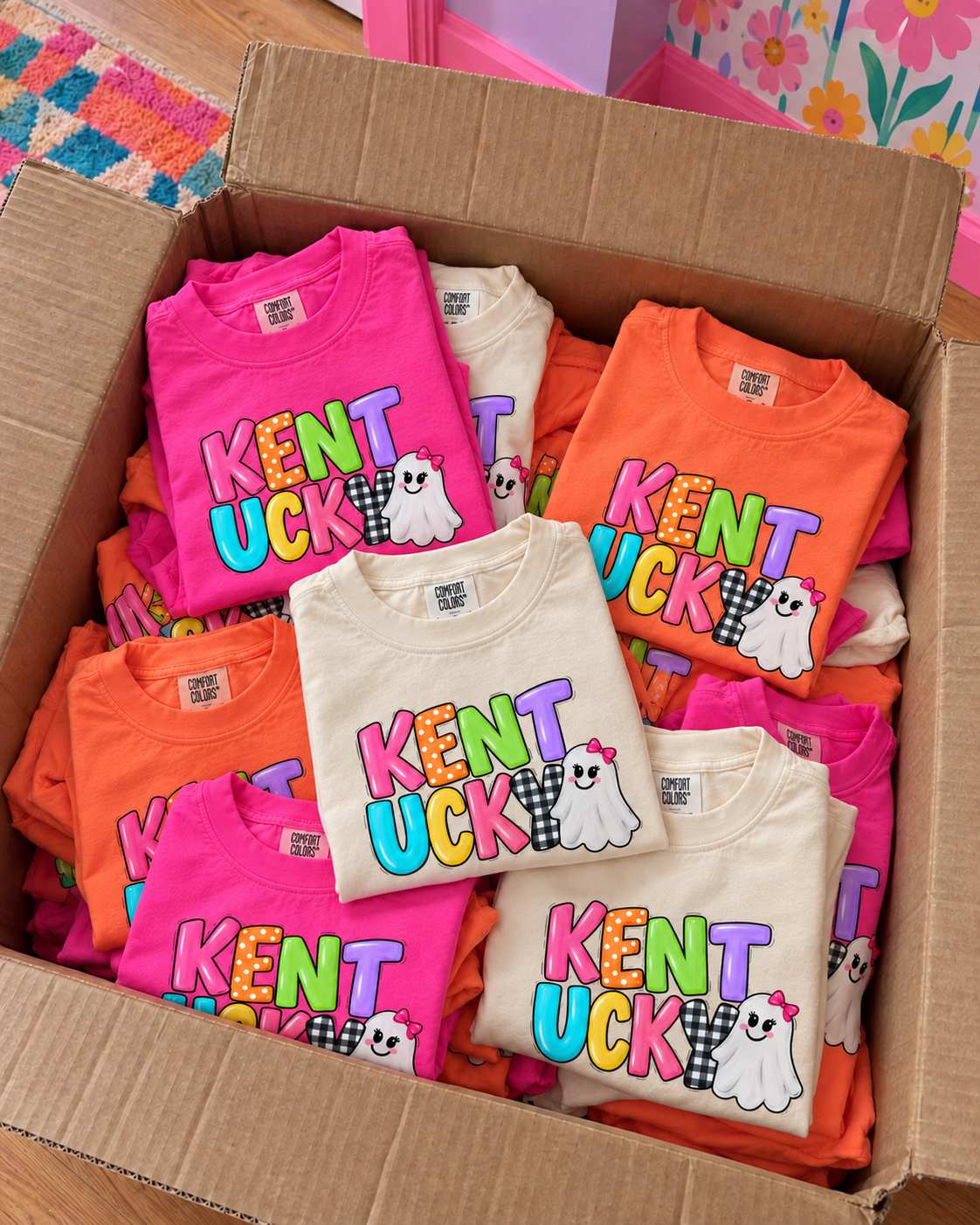 Kentucky Colorful, Cute Little Ghost, DTF Transfer